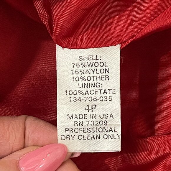 Marvin Richards Peacoat Petite Coat Jacket Wool Red Black Buttons Never Worn - Picture 6 of 7